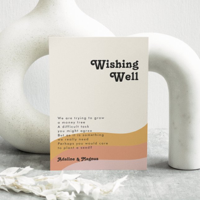 Moderne Retro 70er Jahre Regenbogen Hochzeit wünsc Begleitkarte (Von Creator hochgeladen)