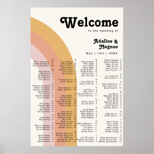 Moderne Retro 70er Regenbogen Alphabetische Sitz Poster