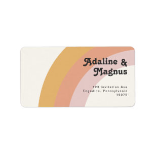 Moderne Retro-70er-Regenbogen-Hochzeits-RSVP-Rückk Adressaufkleber