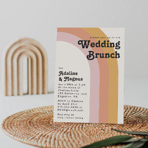 Moderne Retro-70er-Regenbogen-Hochzeitsbrunch-Einl Einladung