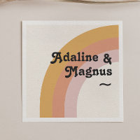 Moderne Retro 70er Regenbogen | Hochzeitsserviette