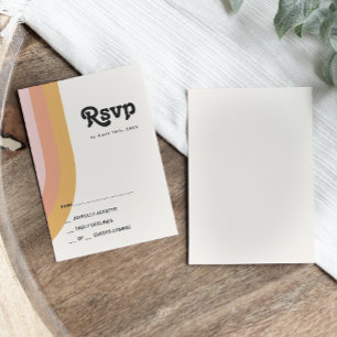 Moderne Retro 70er Regenbogen-RSVP-Karte RSVP Karte
