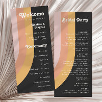 Moderne Retro 70's Rainbow Dark Wedding Programme