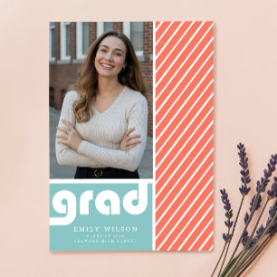 Moderne Retro-Abschluss-Foto-Einladung zur Graduie Postkarte