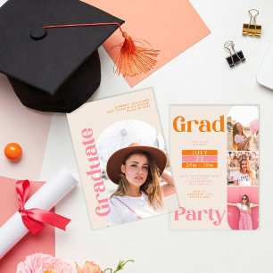 Moderne Retro-Absolventenfoto-Absolventenparty Einladung