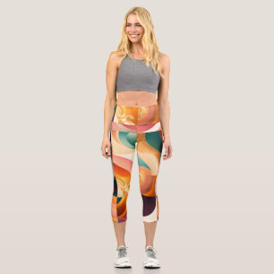 Moderne Retro-Abstrakt-Platz-Sammlung Capri Leggings