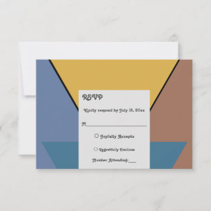 Moderne Retro Abstrakte Kunst-Déco Hochzeit RSVP Karte