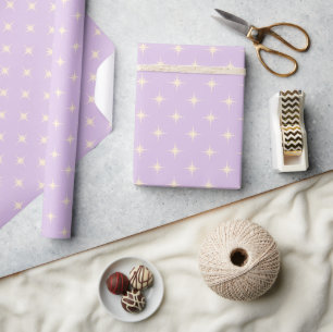 Moderne Retro Baby Lila Atomstars aus der Mitte de Geschenkpapier