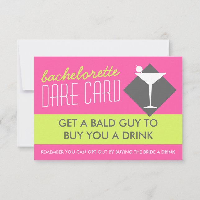 Moderne Retro-Bachelorette-DARE-Spielkarte Einladung (Vorderseite)