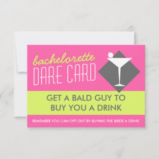 Moderne Retro-Bachelorette-DARE-Spielkarte Einladung
