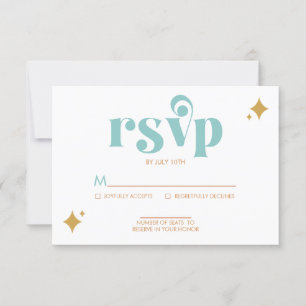 Moderne Retro Beachy Palette Wedding RSVP Card