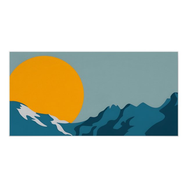 Moderne Retro-Bergwelt - Lebhaft Poster (Vorderseite)