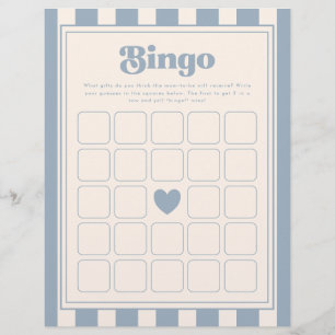 Moderne Retro-Bingo-Gestreifte Blaue Babyparty-Spi
