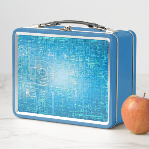 Moderne Retro-Blueprint-Metall-Lunchbox Metall Brotdose