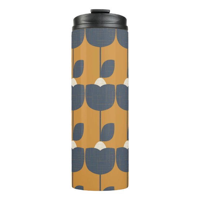 Moderne Retro-Blume: skandinavische Geometrie. Thermosbecher (Vorderseite)
