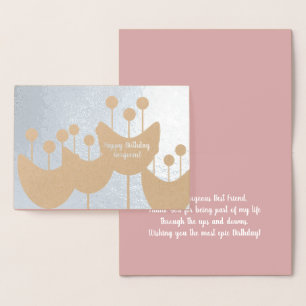 Moderne Retro-Blumen Geo-Birthday-Real-Folie-Karte Folienkarte