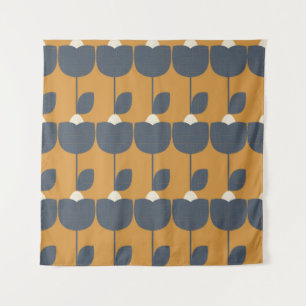 Moderne Retro-Blumen: Skandinavische Geometrie. Wandteppich