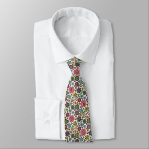Moderne Retro-Blumen-Zeichnung Nahtloses Muster Ku Krawatte