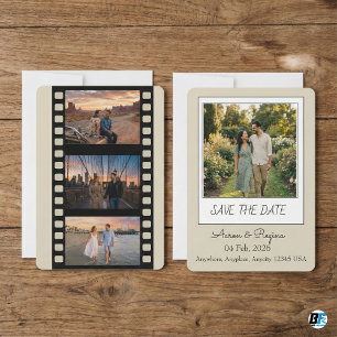 Moderne Retro- & Boho-Film-Foto-Hochzeit Save The Date
