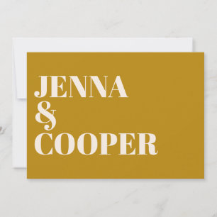 Moderne Retro Bold Art Goldenrod & Linen Wedding Einladung