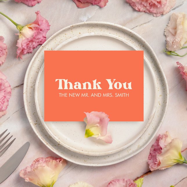 Moderne Retro Bold & Chic Wedding Dankeskarte (Bold & Chic Modern Retro Wedding Thank you Card)