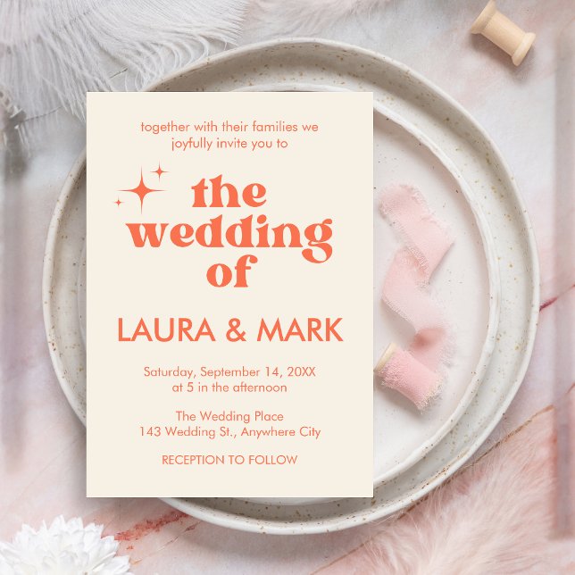 Moderne Retro Bold & Chic Wedding Einladung (Bold & Chic Modern Retro Wedding Invitation)