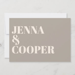 Moderne Retro Bold Typografy Taupe & Linen Wedding Einladung