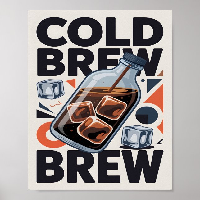 Moderne Retro Cold Brew Kaffee Kunst Druck Poster (Vorne)