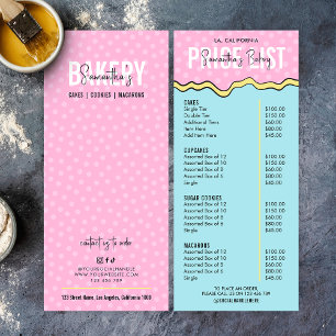 Moderne Retro Coloré Pâtisserie Chef Menu Boulange