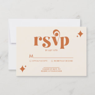 Moderne Retro-Creme und Orange Wedding RSVP-Karte RSVP Karte