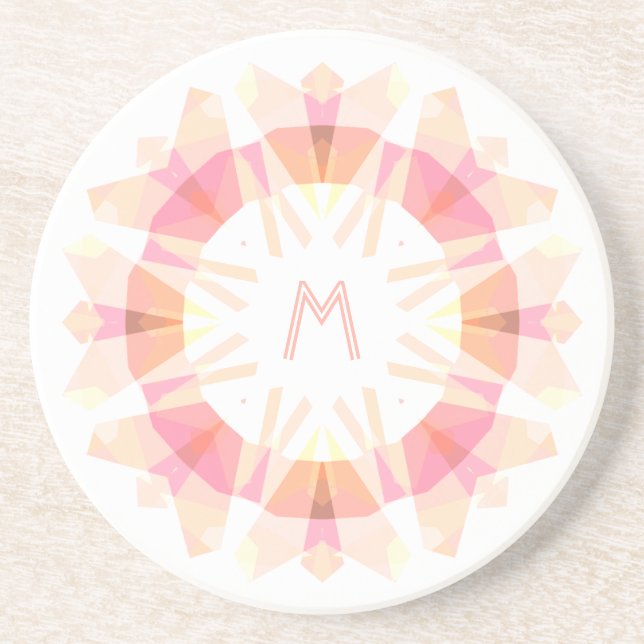 Moderne Retro-Deco-Monogramm Anfangsbuchstabe Rosa Getränkeuntersetzer (Vorne)