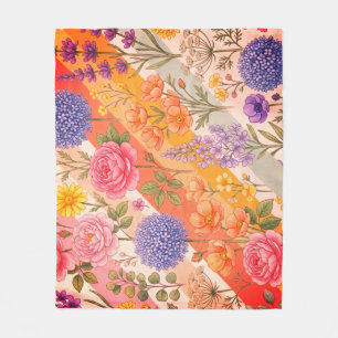 Moderne Retro-Diagonalstreifen & Aquarell-Garten Fleecedecke