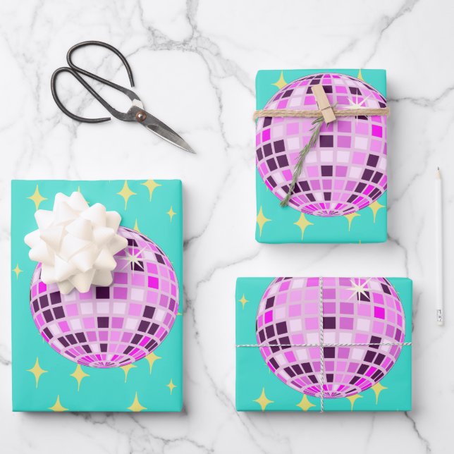 Moderne Retro Disco Geschenkpapier Set (Vorderseite)