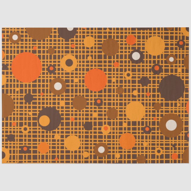 Moderne Retro Dots Muster braun orange Seidenpapier (Vorderseite)