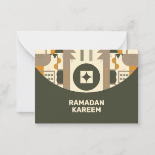 Moderne Retro-Erdfarbene Geometrische Eid-Grußkart Mitteilungskarte