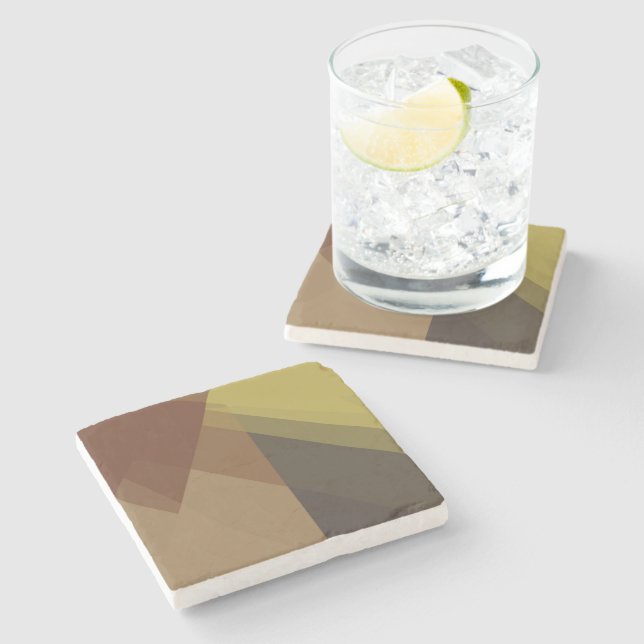 Moderne Retro-Farben Geometric #26 Steinuntersetzer (Seitenansicht)
