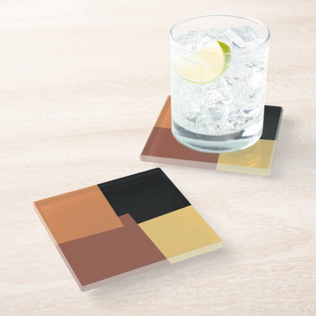 Moderne Retro-Farben Geometric #35 Glasuntersetzer (Schrägansicht)
