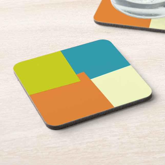 Moderne Retro-Farben Geometric #40 Getränkeuntersetzer (Linke Seite)