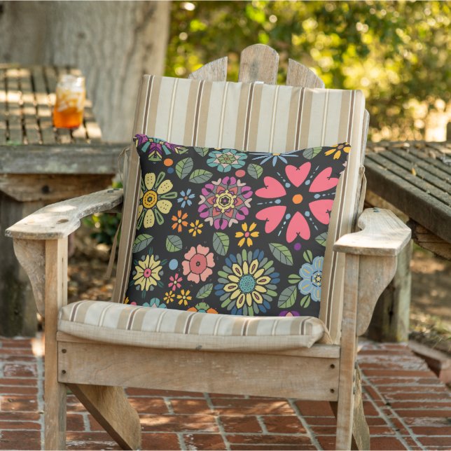 Moderne Retro-Floral Zeichnend Nahtloses Muster Ku Kissen (Stuhl )