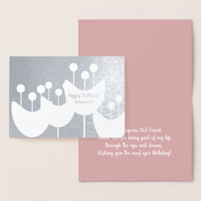 Moderne Retro Florals Geo Birthday Real Foil Card Folienkarte (Anzeige)