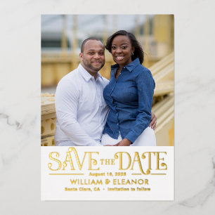 Moderne Retro-Folie Hochzeit-Save-the-Date-Karte Folieneinladung