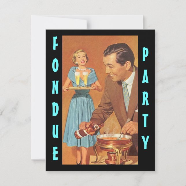 Moderne Retro Fondue-Party-Thema-Einladungen Einladung (Vorderseite)