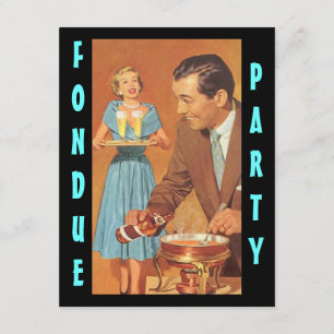 Moderne Retro-Fondue-Party-Themen-Einladungen Einladung