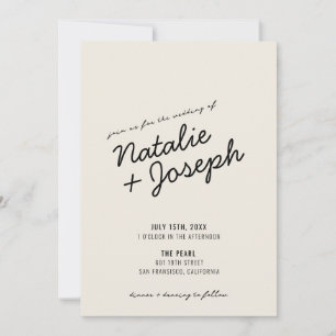 Moderne Retro Fun Whimsical Script Hochzeit Einladung