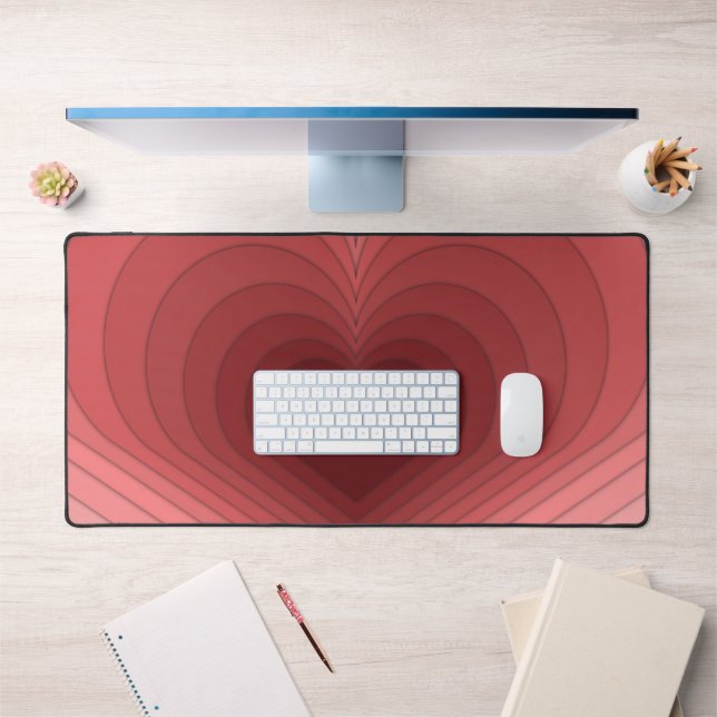 Moderne Retro Funky Red Rose Heart Desk Mat (Bureau 1)