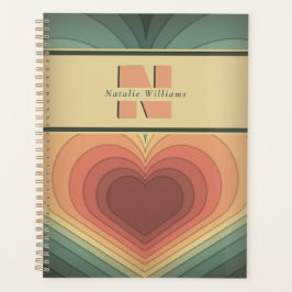 Moderne Rétro Funky Romantique Planner Coeur