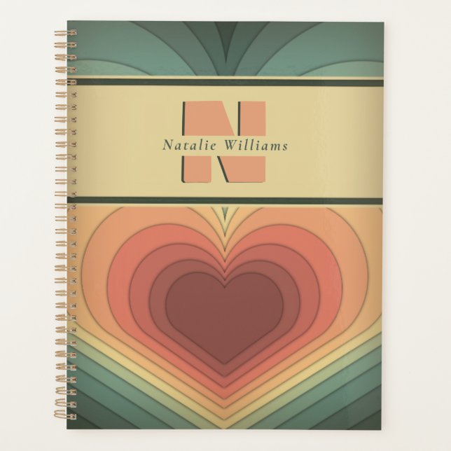 Moderne Rétro Funky Romantique Planner Coeur (Devant)