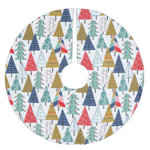 Moderne Retro-Geometrie-Weihnachtsbaum-Muster Polyester Weihnachtsbaumdecke