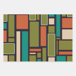 Moderne Retro geometrische Muster des Mitteljahrhu Geschenkpapier Set