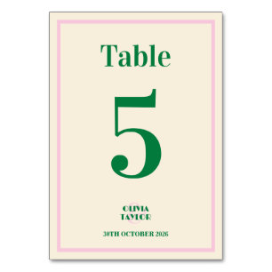 Moderne Retro-gestreifte Hochzeitsinformationen Tischnummer